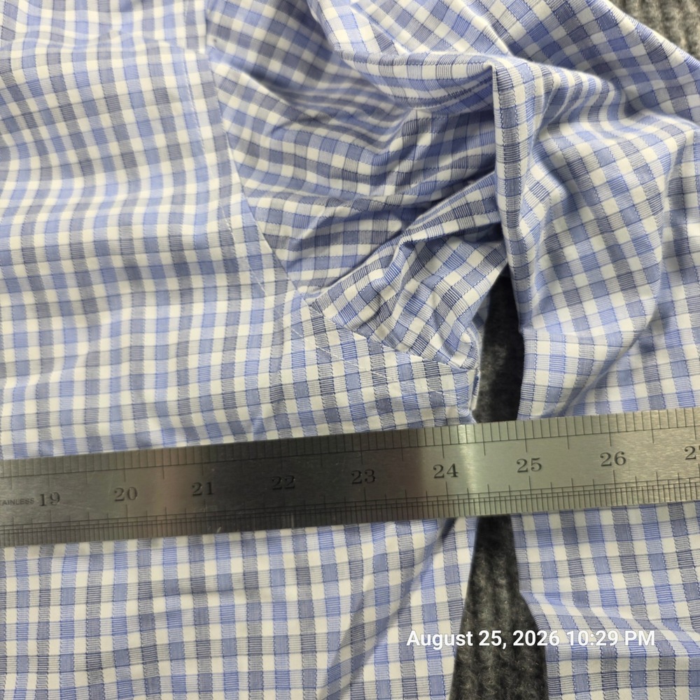 UNTUCKit Mens XL Tall Wrinkle Free Blue Gingham Long Sleeve Button Down Shirt - Picture 4 of 5